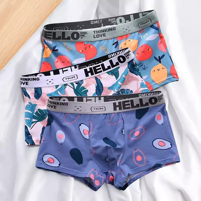 Men Underwear Boxer Shorts Men's Panties Cotton Boxer Men Cartoon Fruit Underpants Breathable Comfortable Moisture Male Boxers