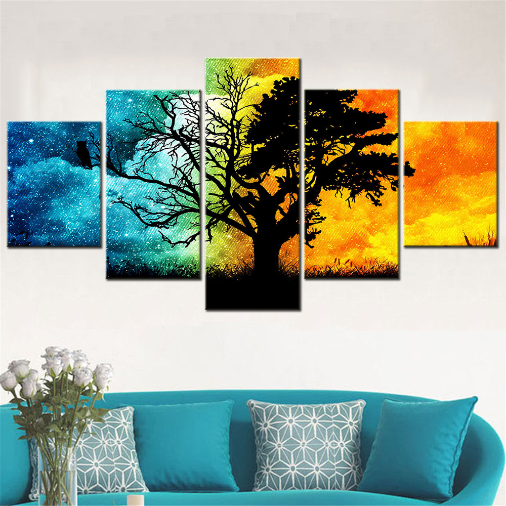 Abstract Night and Day Canvas Wall Art Pictures Modular Canvas Painting for Living Room Decor Modern Home Decoration Artwork