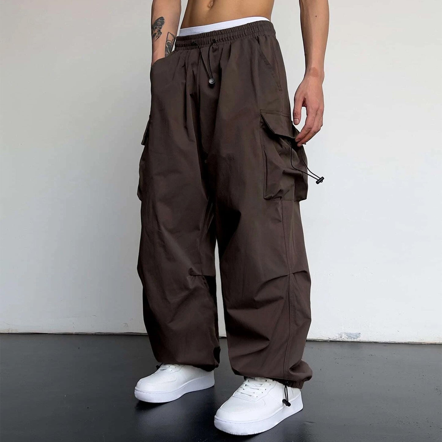 Y2K Streetwear Cargo Pants Men Casual Vintage Baggy Wide Leg Straight Trousers Jogger Big Pockets Oversize Overalls Sweatpants