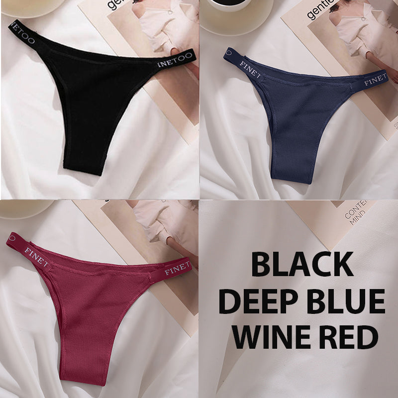 3PCS/Set Cotton Panties Briefs Women Underpants Female Sexy Panties Thong Women's Pantys Underwear Solid Color Intimate Lingerie