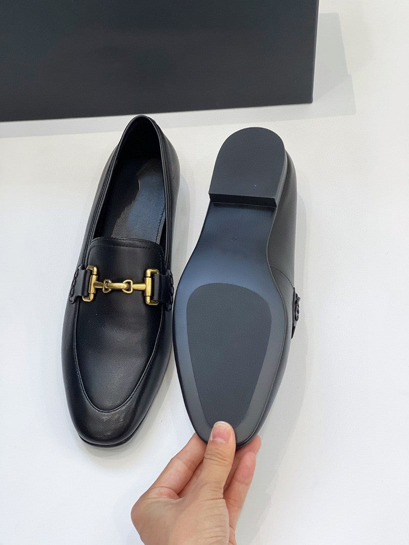 Classic Black Flat Loafers | Sheepskin Round Head Shoes | YourEAJ7