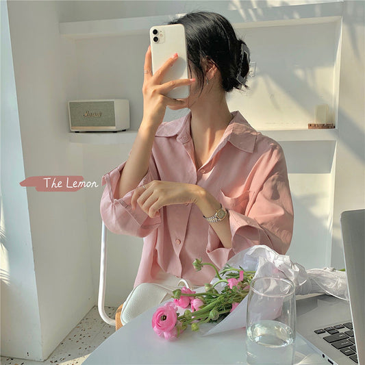 Shirts Women Office Lady Formal All-match Tunic Tops Harajuku Solid Simple Clothing Trendy Korean Daily Breathable College Sweet