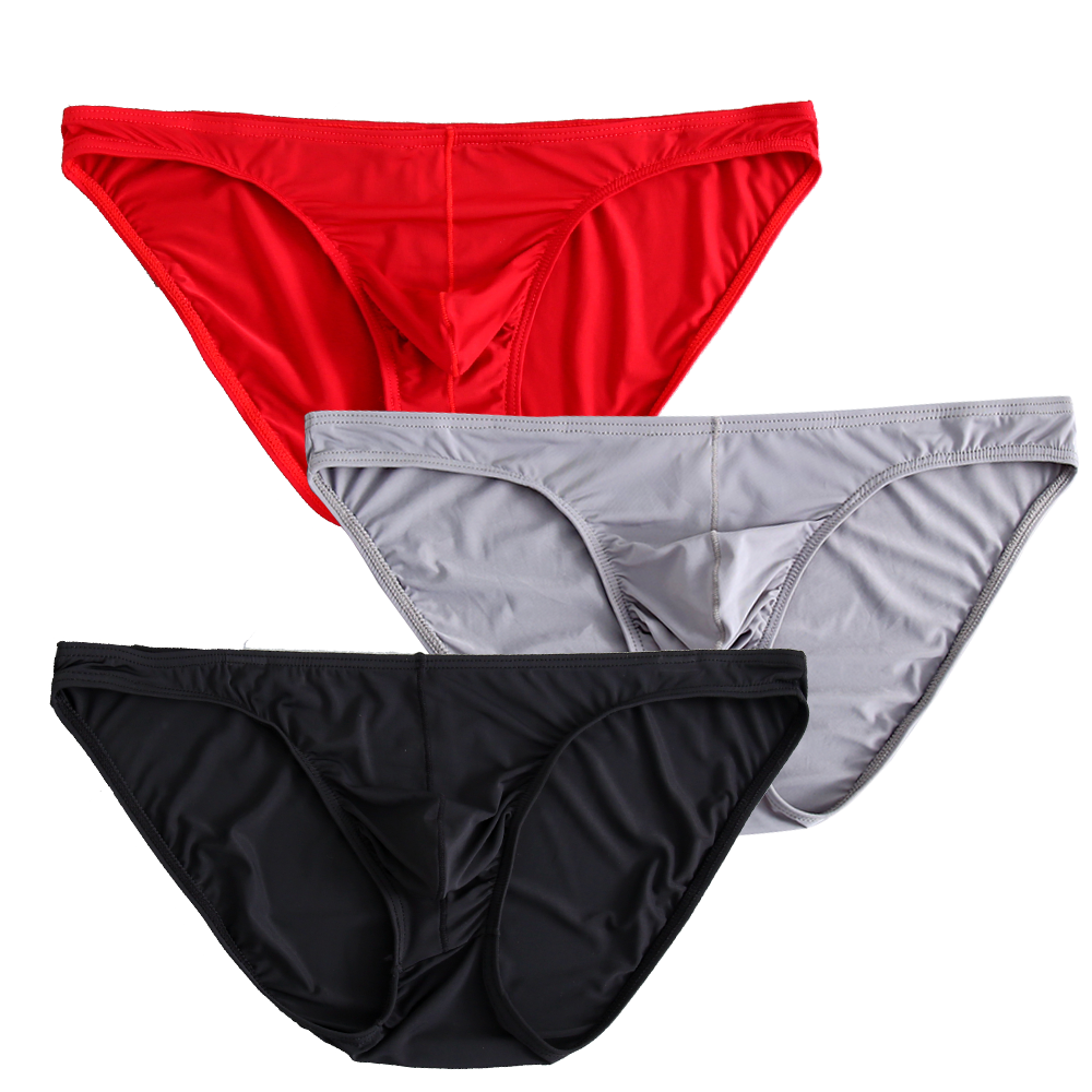 3-Piece Men's Nylon Briefs | Breathable, Sexy Red Underwear | YourEAJ7