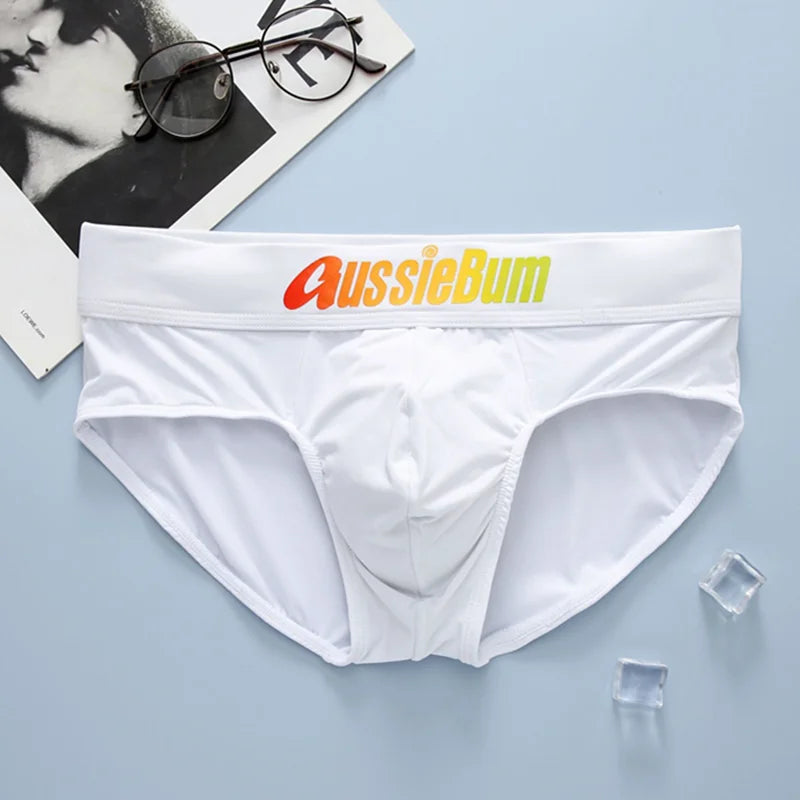 Aussiebum men's briefs milk silk low waist elastic color belt comfortable U convex bag