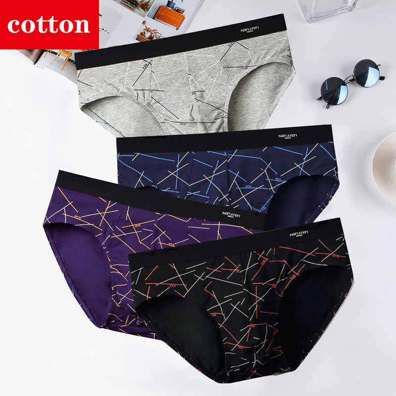 4Pcs/Lot Men's Briefs Sexy Underwear Men Cotton Underpants Comfortable Print Panties Male Lingerie Breathable Cuecas