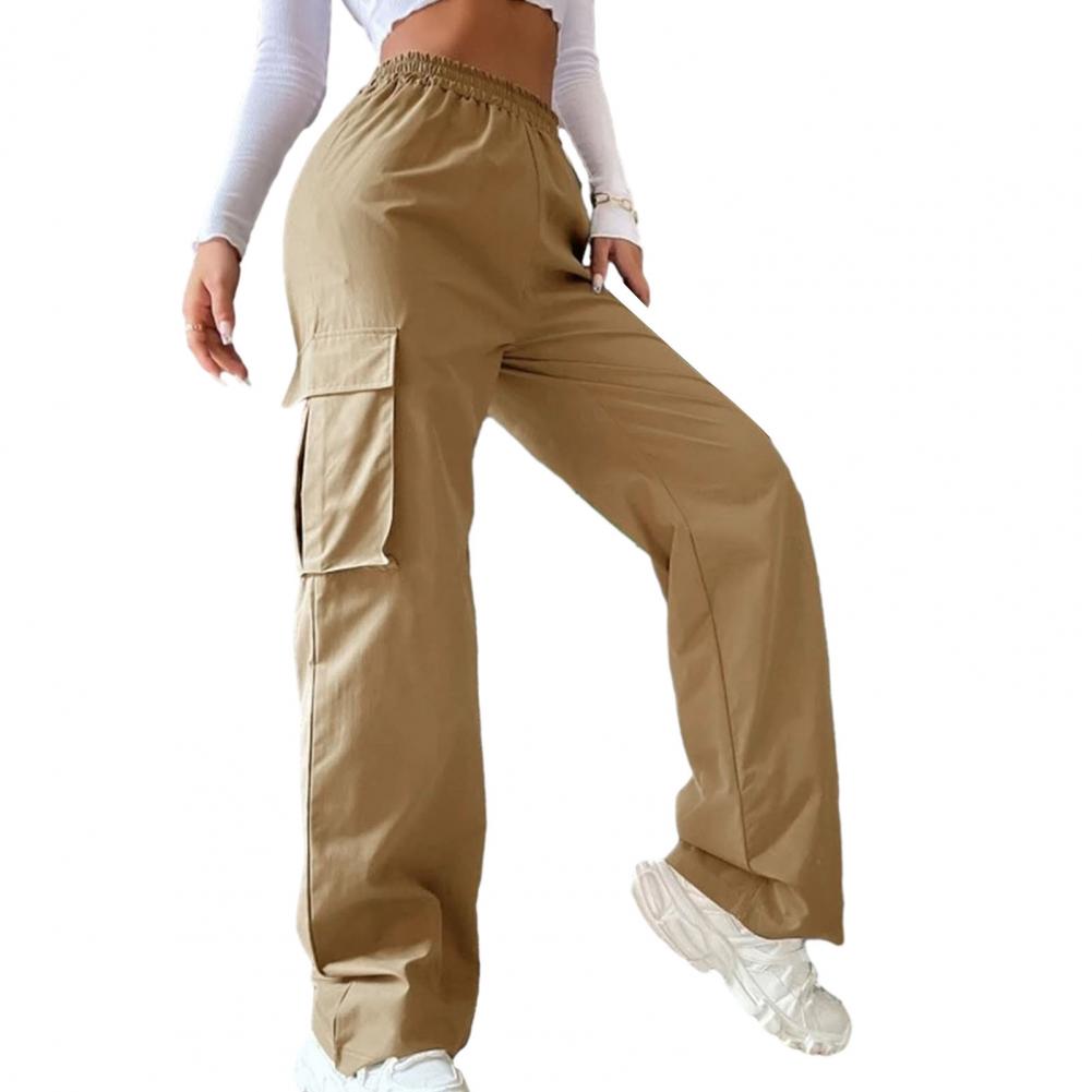 Women Cargo Trousers Korean Streetwear Women's Cargo Pants with Elastic Waist Wide Leg Casual Joggers Sweatpants with for Spring