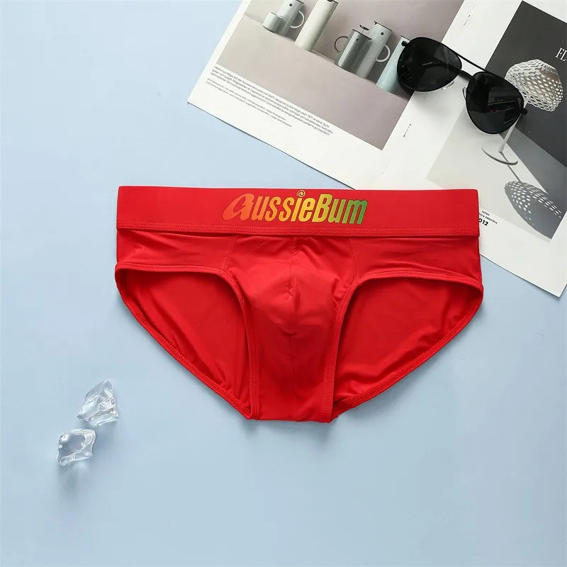 Aussiebum men's briefs milk silk low waist elastic color belt comfortable U convex bag