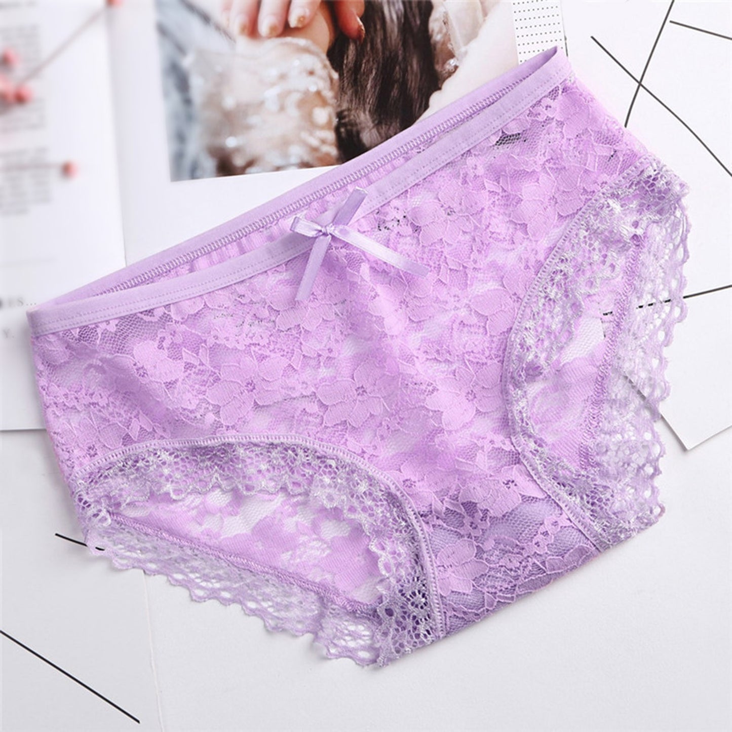 Women Lace Panties Underwear Sexy Hollow Out Women's Lace Sexy Panties Hollow Mesh Trousers Bow Low Waist Panties трусы женские