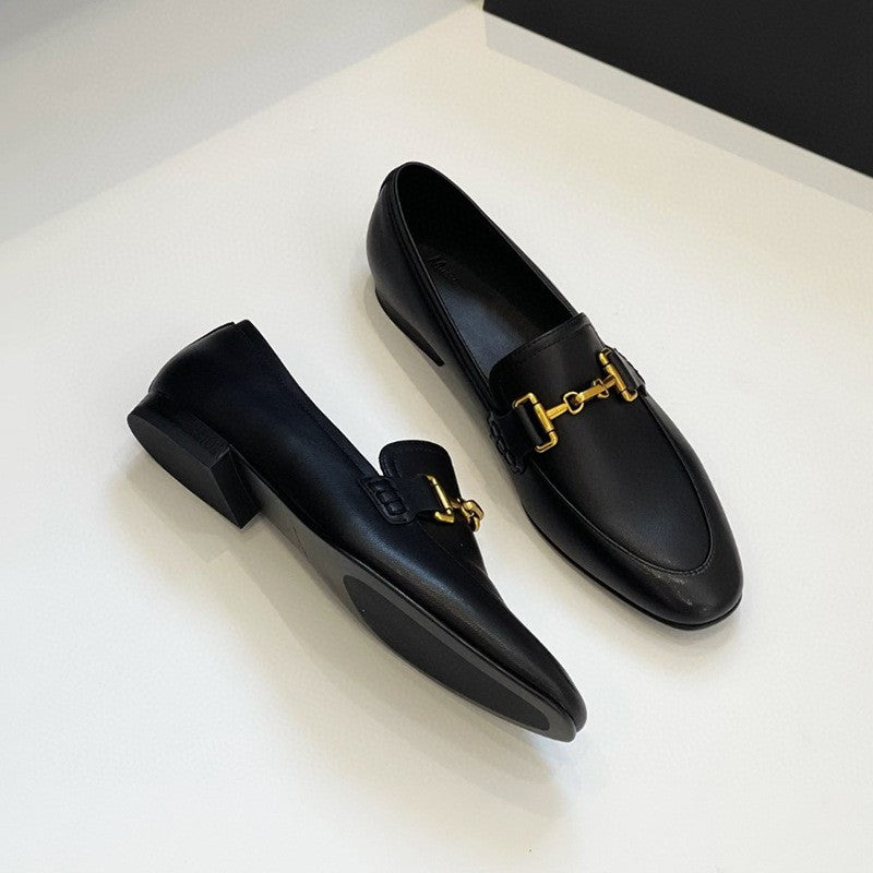 Classic Black Flat Loafers | Sheepskin Round Head Shoes | YourEAJ7