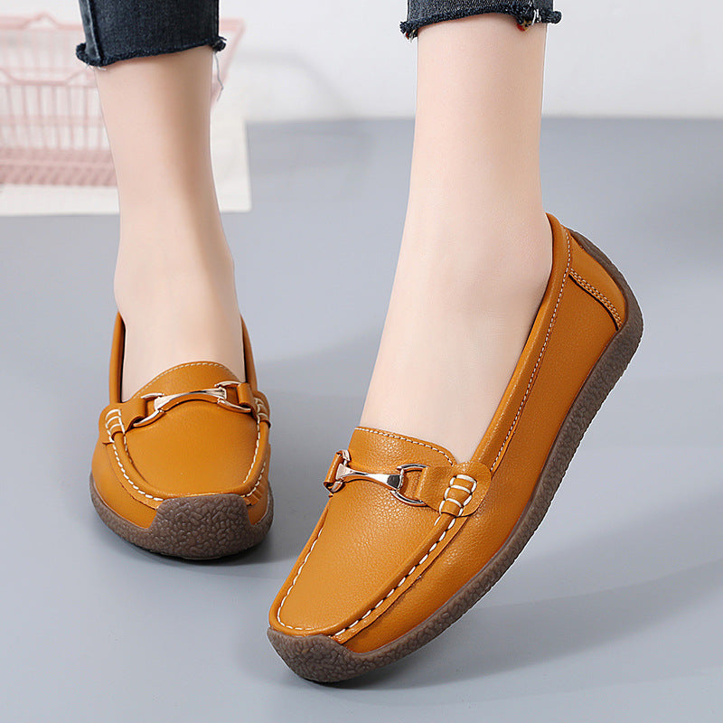 New Spring /autumn Women Flats Genuine Leather Moccasins Woman Casual Shoes Slip-on Loafers Female Boat Shoes Big Size 44