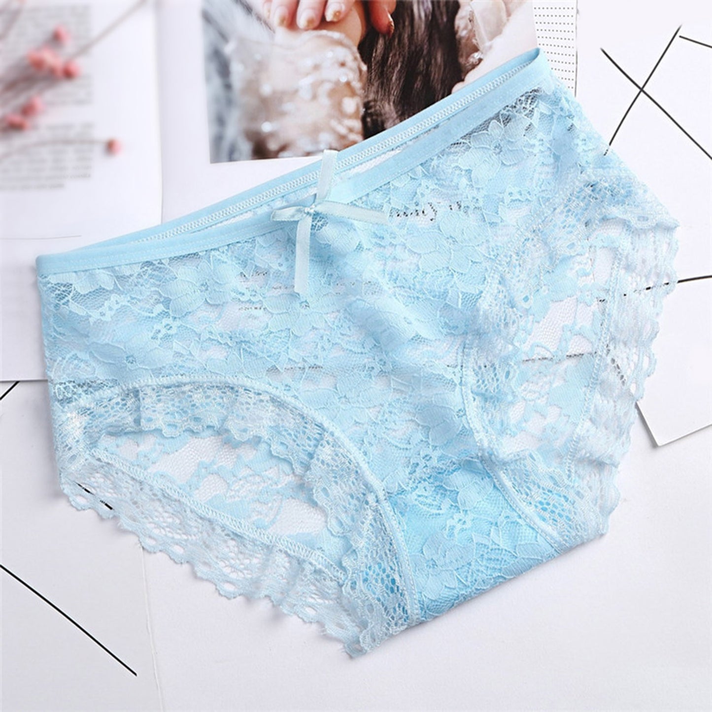 Women Lace Panties Underwear Sexy Hollow Out Women's Lace Sexy Panties Hollow Mesh Trousers Bow Low Waist Panties трусы женские