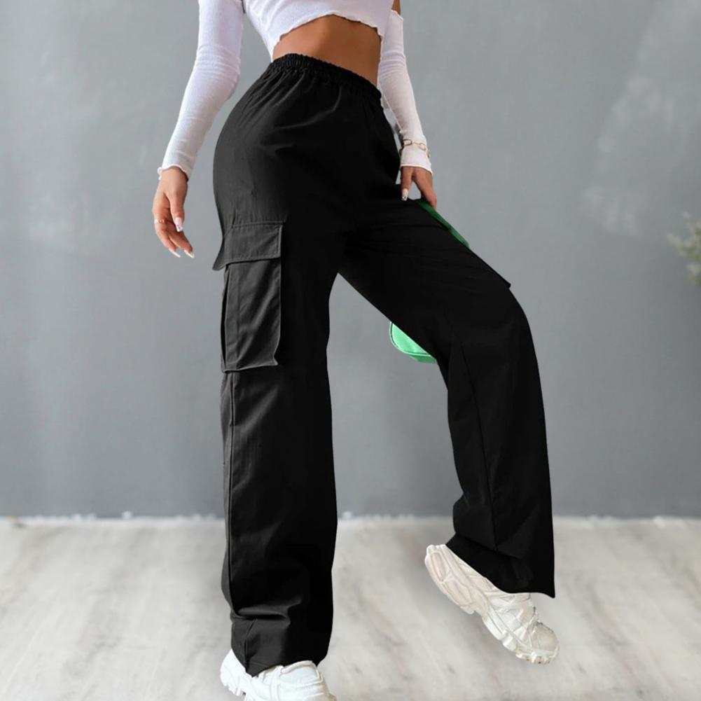 Women Cargo Trousers Korean Streetwear Women's Cargo Pants with Elastic Waist Wide Leg Casual Joggers Sweatpants with for Spring