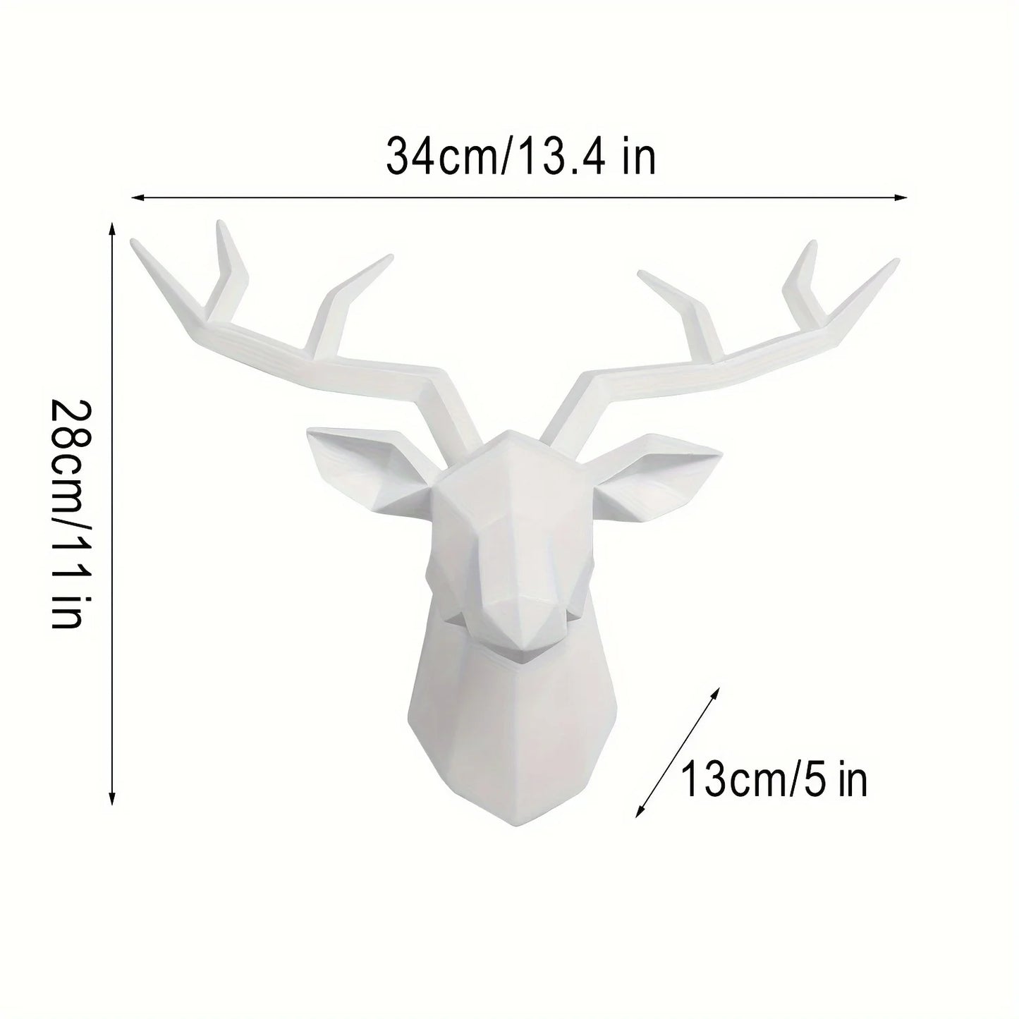 Deer Head Sculpture Animal Statue Figurines Wall Hanging Creative Elk Art Antlers Statuette for Office Decoration Wall Mount