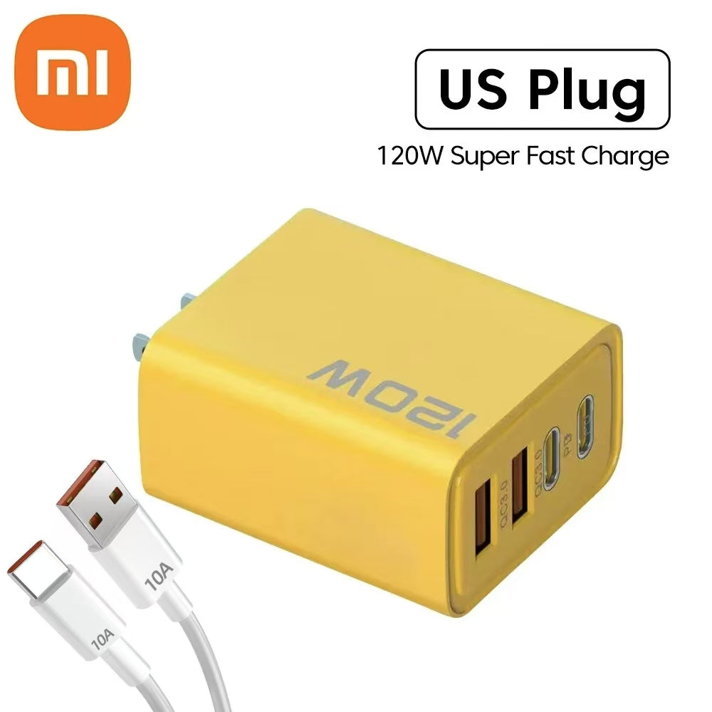 Xiaomi 10A 120W Ultra Fast Charger Cable Super Fast Charger 4Port USBC PD Quick Charging TypeC Charger For Xiaomi iPhone Samsung