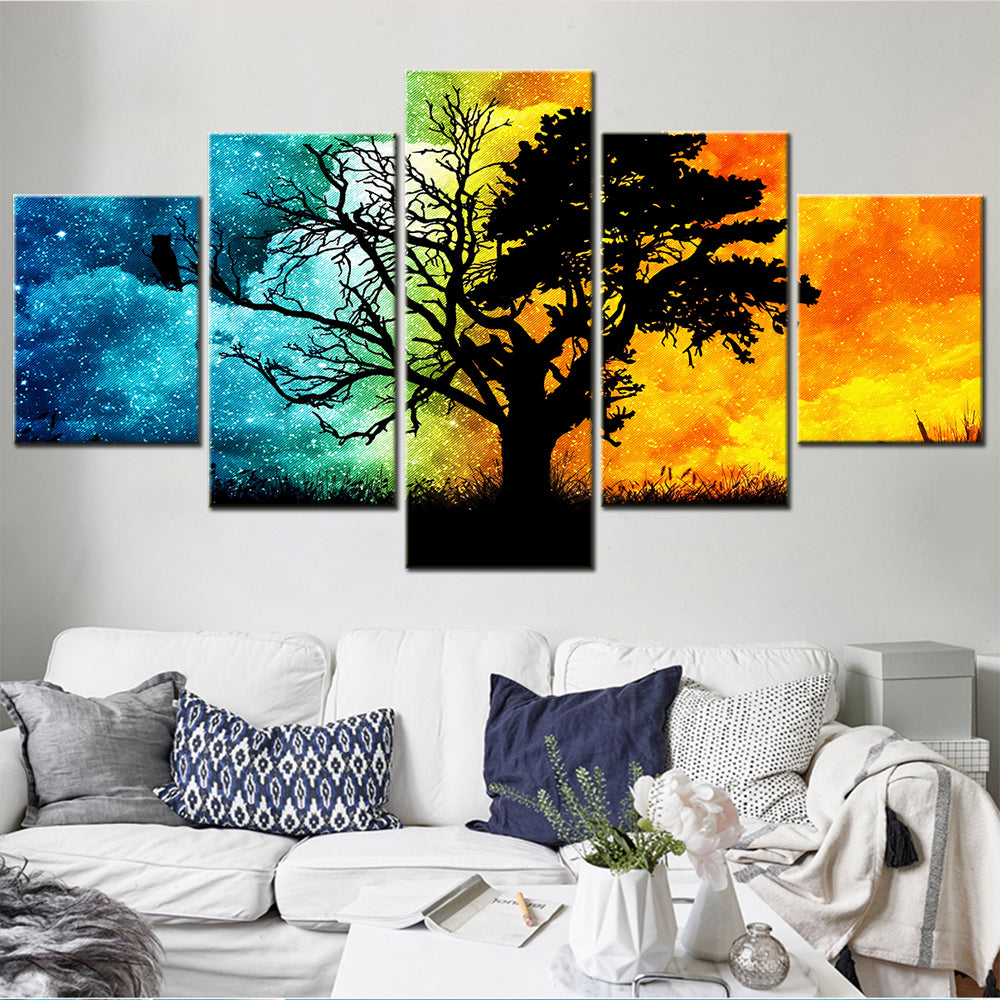 Abstract Night and Day Canvas Wall Art Pictures Modular Canvas Painting for Living Room Decor Modern Home Decoration Artwork