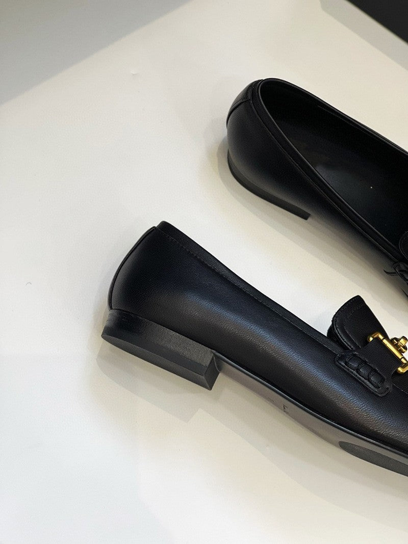 Classic Black Flat Loafers | Sheepskin Round Head Shoes | YourEAJ7