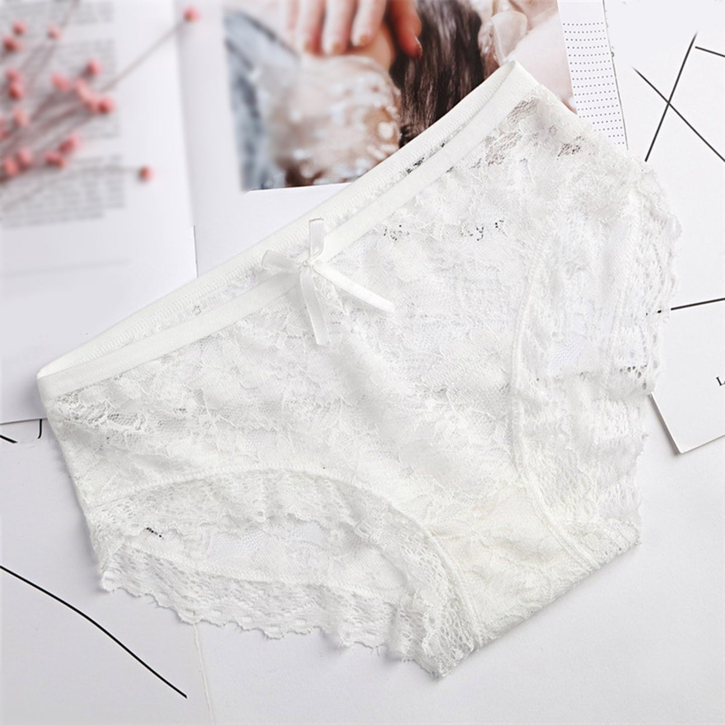 Women Lace Panties Underwear Sexy Hollow Out Women's Lace Sexy Panties Hollow Mesh Trousers Bow Low Waist Panties трусы женские