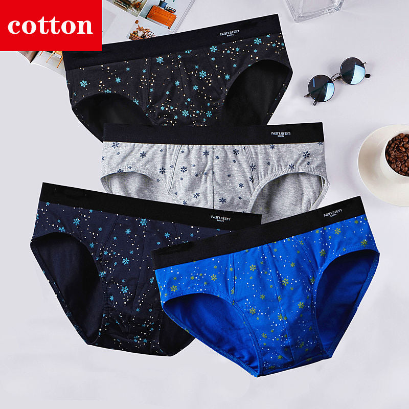 4Pcs/Lot Men's Briefs Sexy Underwear Men Cotton Underpants Comfortable Print Panties Male Lingerie Breathable Cuecas