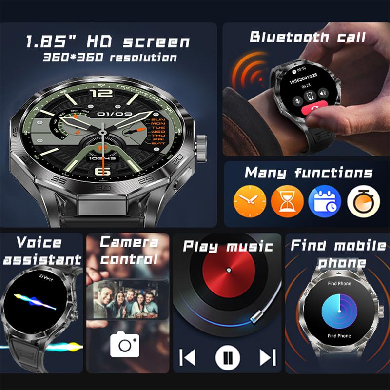 Outdoor Sport GPS Trajectory Smart Watch 1.85" HD Screen 710mAh Waterproof Watches Bluetooth Call Smartwatch Men For Android IOS