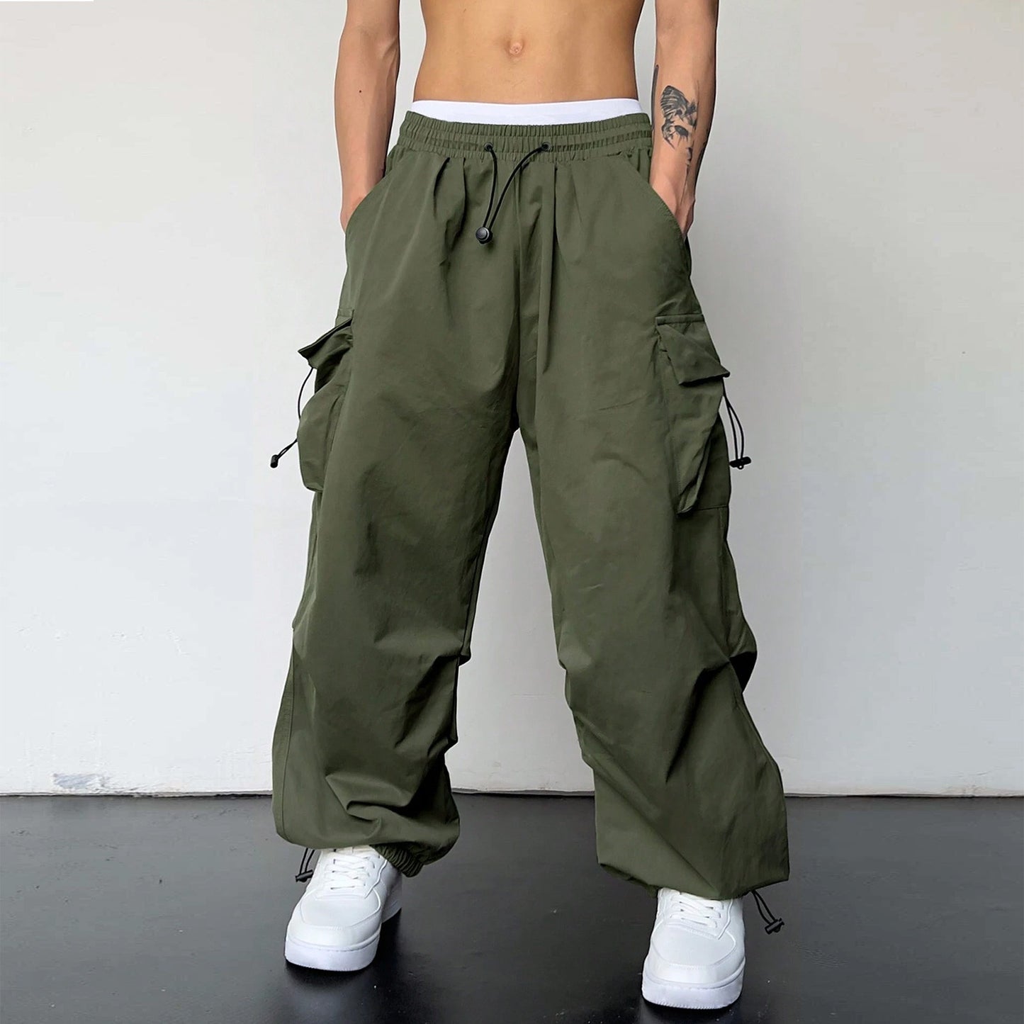 Y2K Streetwear Cargo Pants Men Casual Vintage Baggy Wide Leg Straight Trousers Jogger Big Pockets Oversize Overalls Sweatpants