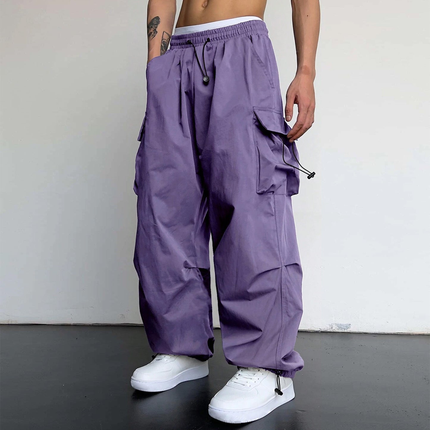 Y2K Streetwear Cargo Pants Men Casual Vintage Baggy Wide Leg Straight Trousers Jogger Big Pockets Oversize Overalls Sweatpants