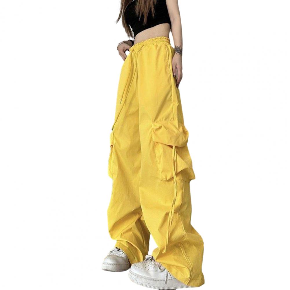 Women Cargo Pants Vintage-inspired Women's High Waist Cargo Pants with Drawstring Multiple Pockets for A Casual for Retro