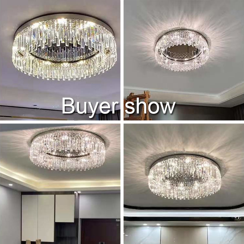 Round Light Luxury Crystal Ceiling Lamp Modern Minimalist Living Room Decoration Bedroom Whole House Indoor Lighting For Home