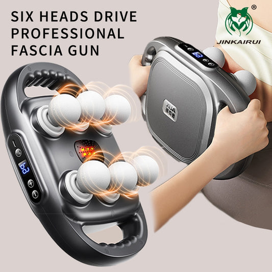 Newest 6-Head Fascial Gun Handheld Deep Tissue Percussion Massager Gun Professional Muscle Massage High frequency Vibrate Relax