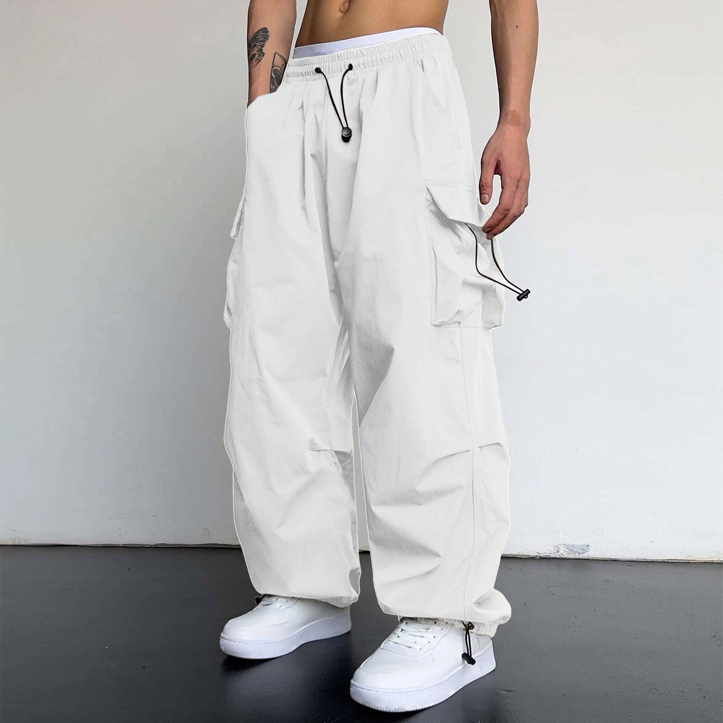 Y2K Streetwear Cargo Pants Men Casual Vintage Baggy Wide Leg Straight Trousers Jogger Big Pockets Oversize Overalls Sweatpants