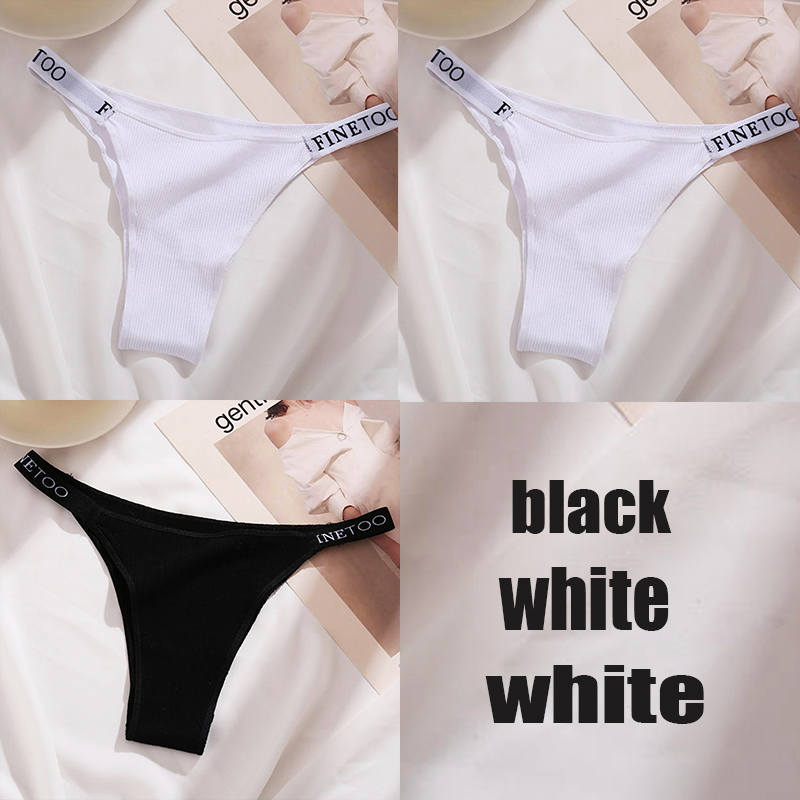 3PCS/Set Cotton Panties Briefs Women Underpants Female Sexy Panties Thong Women's Pantys Underwear Solid Color Intimate Lingerie