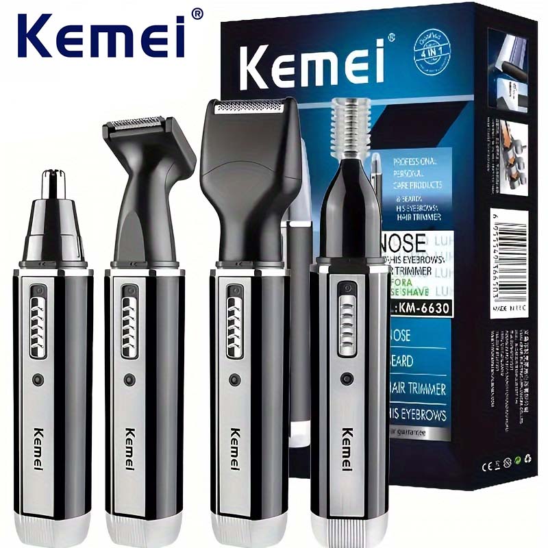 Kemei KM-66304-in-1 Professional Electric Rechargeable Nose & Ear Hair Trimmer Shaver for Men's Personal Care Tools