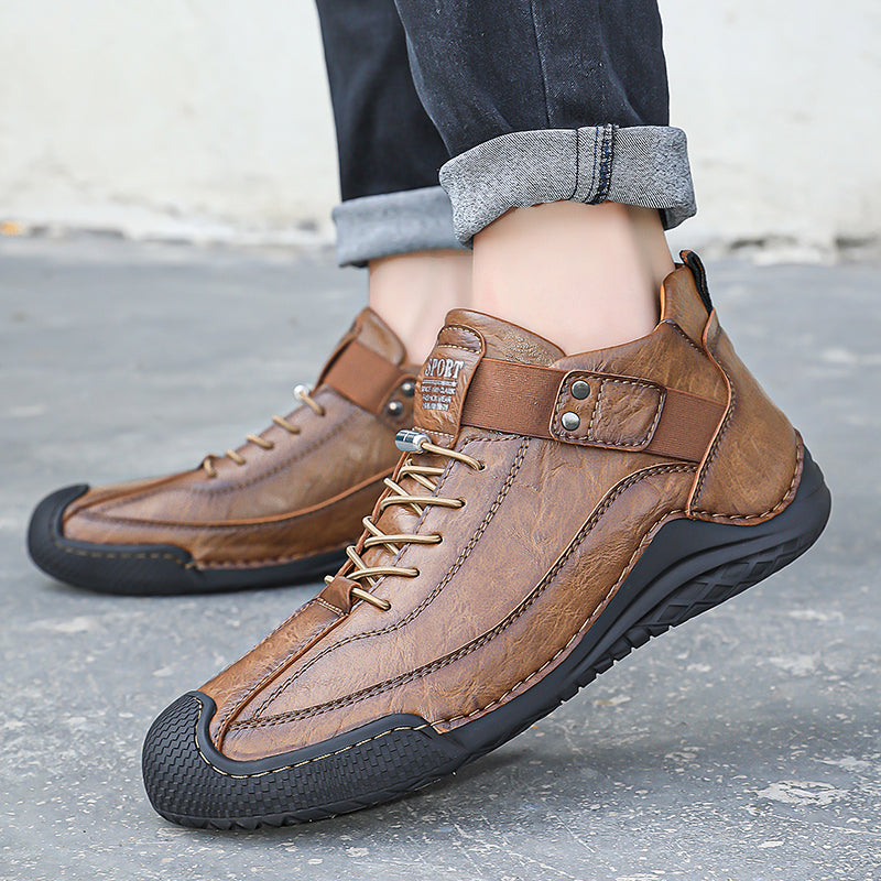 Autumn New Leather Men Boots Handmade Casual Ankle Boots Plus Size 38-46