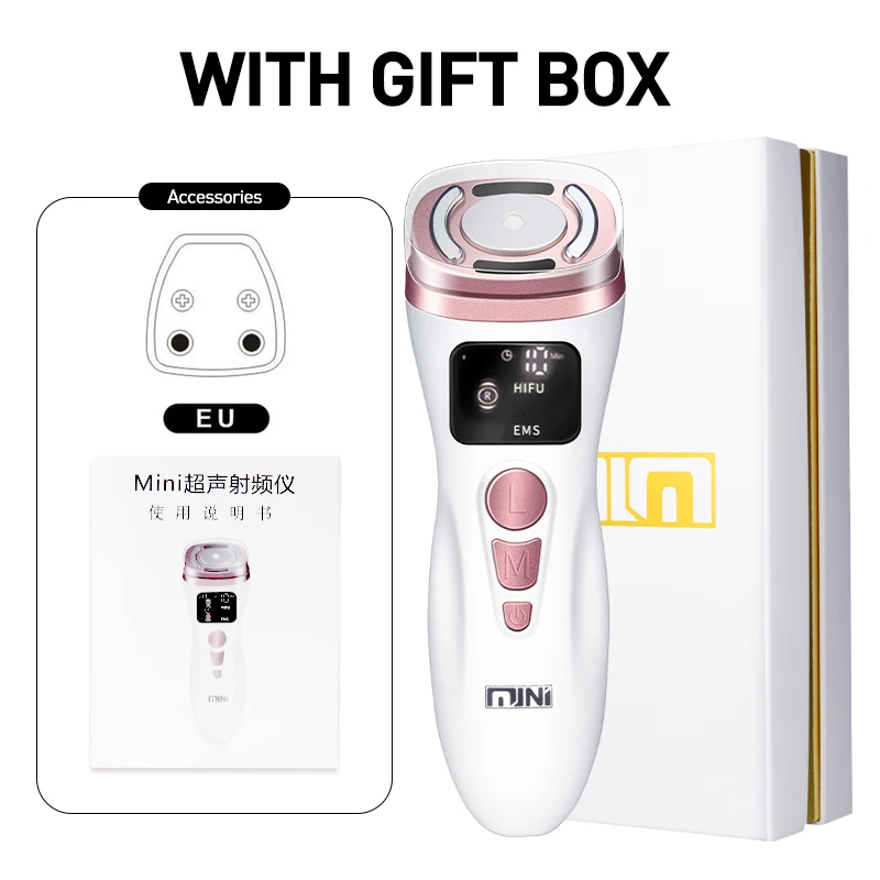 New mini HIFU ultrasonic machine EMS micro current facial beauty instrument firming skin care anti-wrinkle tool