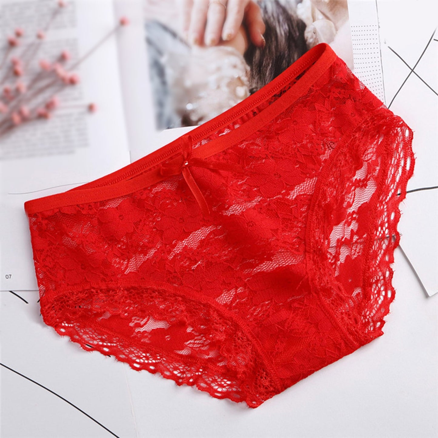 Women Lace Panties Underwear Sexy Hollow Out Women's Lace Sexy Panties Hollow Mesh Trousers Bow Low Waist Panties трусы женские