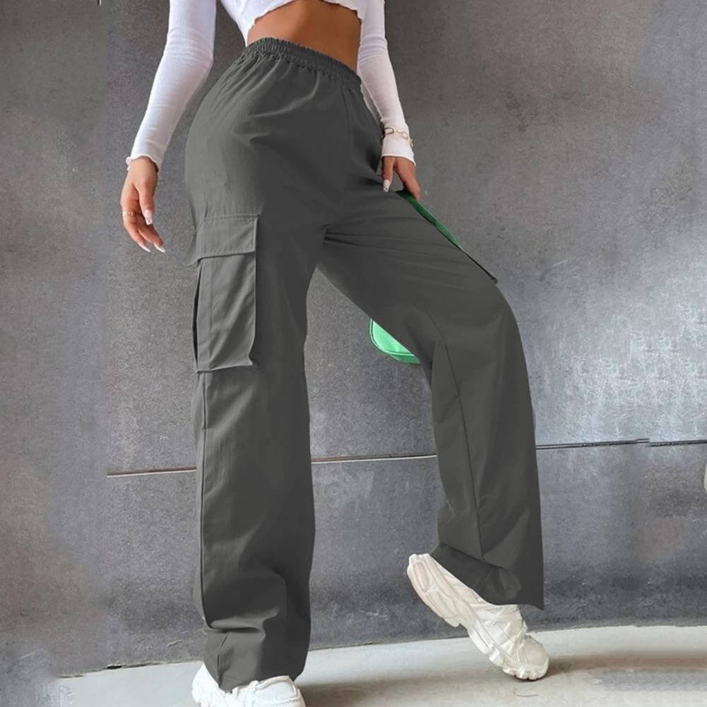 Women Cargo Trousers Korean Streetwear Women's Cargo Pants with Elastic Waist Wide Leg Casual Joggers Sweatpants with for Spring