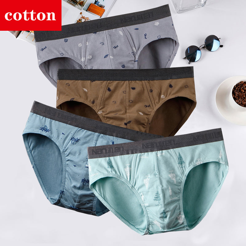 4Pcs/Lot Men's Briefs Sexy Underwear Men Cotton Underpants Comfortable Print Panties Male Lingerie Breathable Cuecas