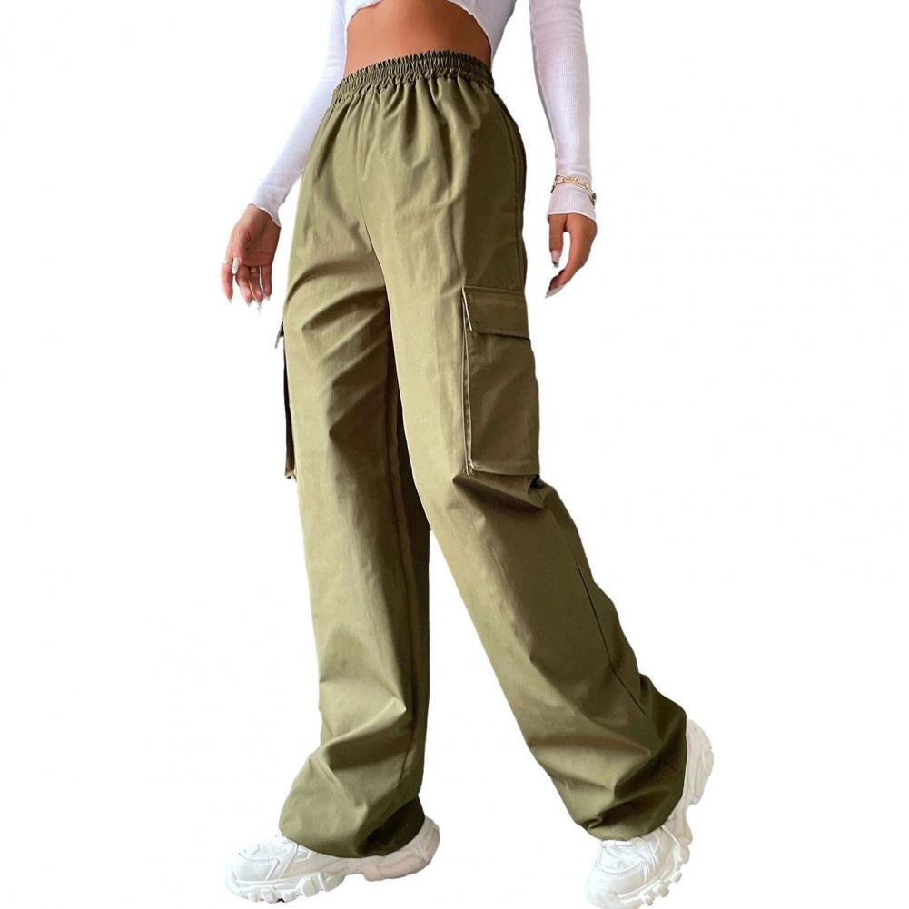 Women Cargo Trousers Korean Streetwear Women's Cargo Pants with Elastic Waist Wide Leg Casual Joggers Sweatpants with for Spring