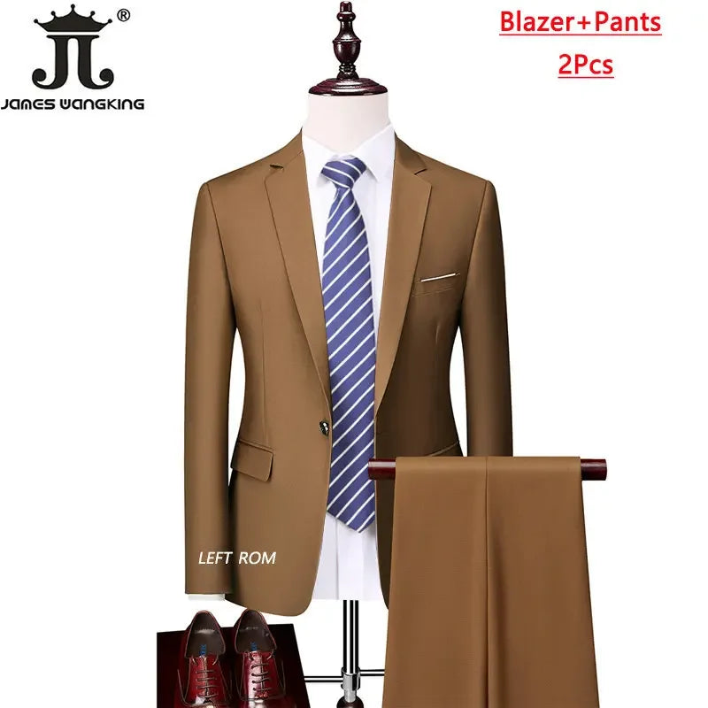 Jacket Vest Pants High End Brand Boutique Men's Formal Business Office Suit Groom Wedding Dress Suit Blazer Waist Coat Trousers