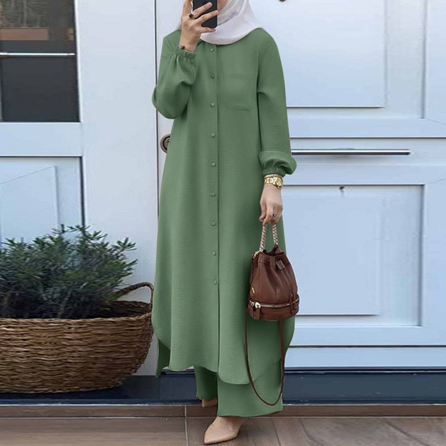 Dress Solid Dubai Outfits Turkish Muslim Abaya Islamic Dresses +Pants Women Ramadan Eid Abayas Caftan Kaftan Elegant Vestidos