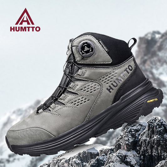 HUMTTO Cow Leather Hiking boots Men waterproof hunting shoesTactical Desert Combat snow Boots Male casual mountian Sneakers