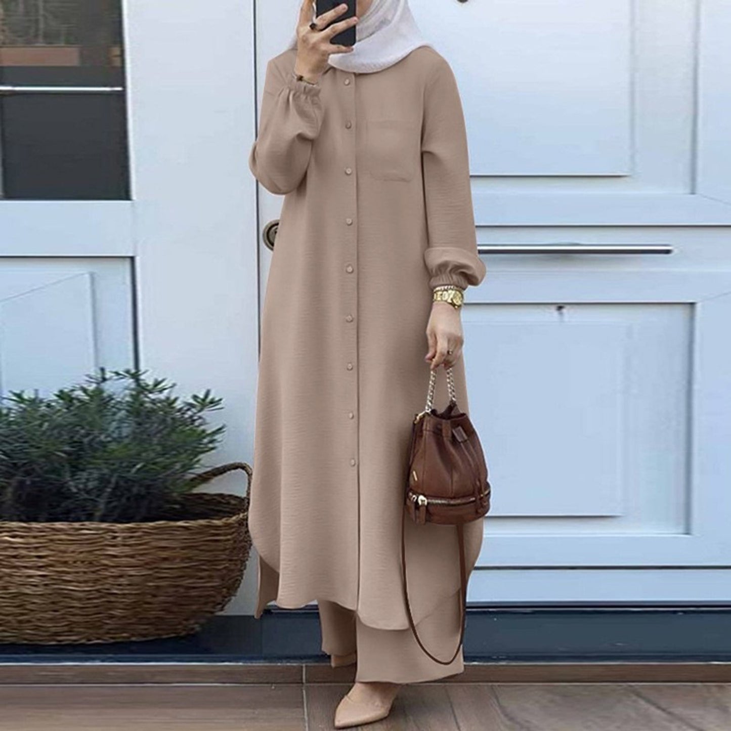 Dress Solid Dubai Outfits Turkish Muslim Abaya Islamic Dresses +Pants Women Ramadan Eid Abayas Caftan Kaftan Elegant Vestidos