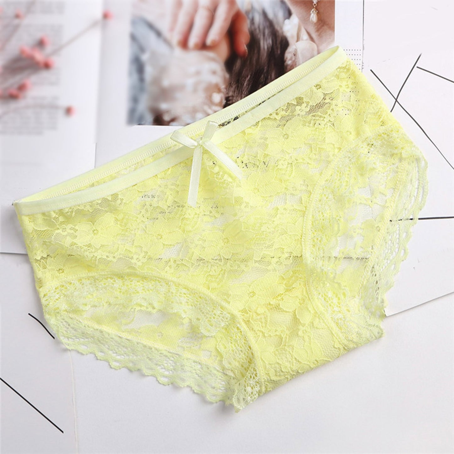 Women Lace Panties Underwear Sexy Hollow Out Women's Lace Sexy Panties Hollow Mesh Trousers Bow Low Waist Panties трусы женские