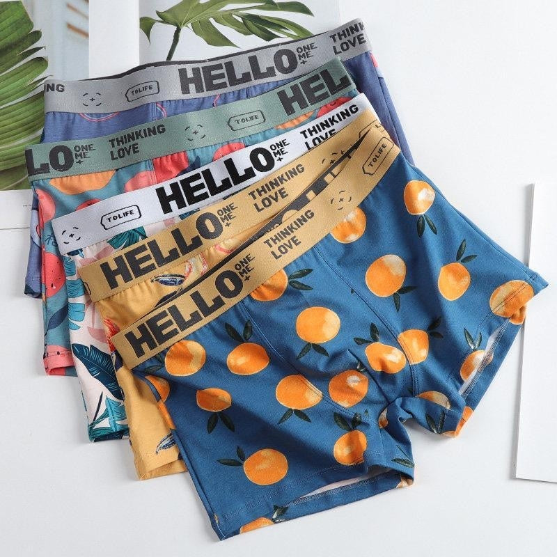 Men Underwear Boxer Shorts Men's Panties Cotton Boxer Men Cartoon Fruit Underpants Breathable Comfortable Moisture Male Boxers