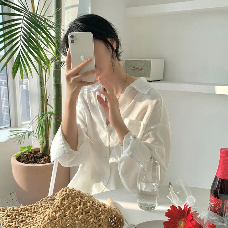 Shirts Women Office Lady Formal All-match Tunic Tops Harajuku Solid Simple Clothing Trendy Korean Daily Breathable College Sweet