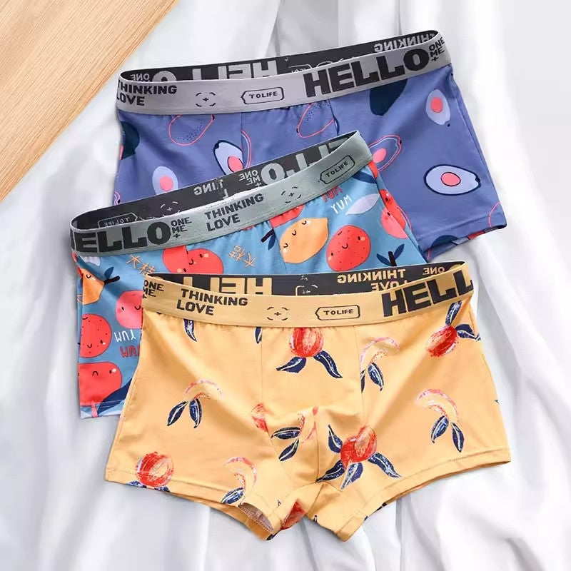 Men Underwear Boxer Shorts Men's Panties Cotton Boxer Men Cartoon Fruit Underpants Breathable Comfortable Moisture Male Boxers