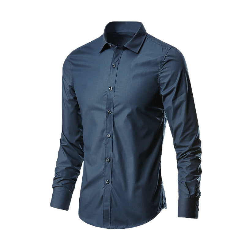 All Season Fashion Men's Business Dress Slim Fit Working Shirt Anti-Wrinkle Solid Long Sleeve Social Formal Shirts For Men