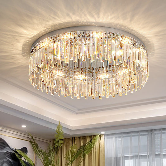 Round Light Luxury Crystal Ceiling Lamp Modern Minimalist Living Room Decoration Bedroom Whole House Indoor Lighting For Home