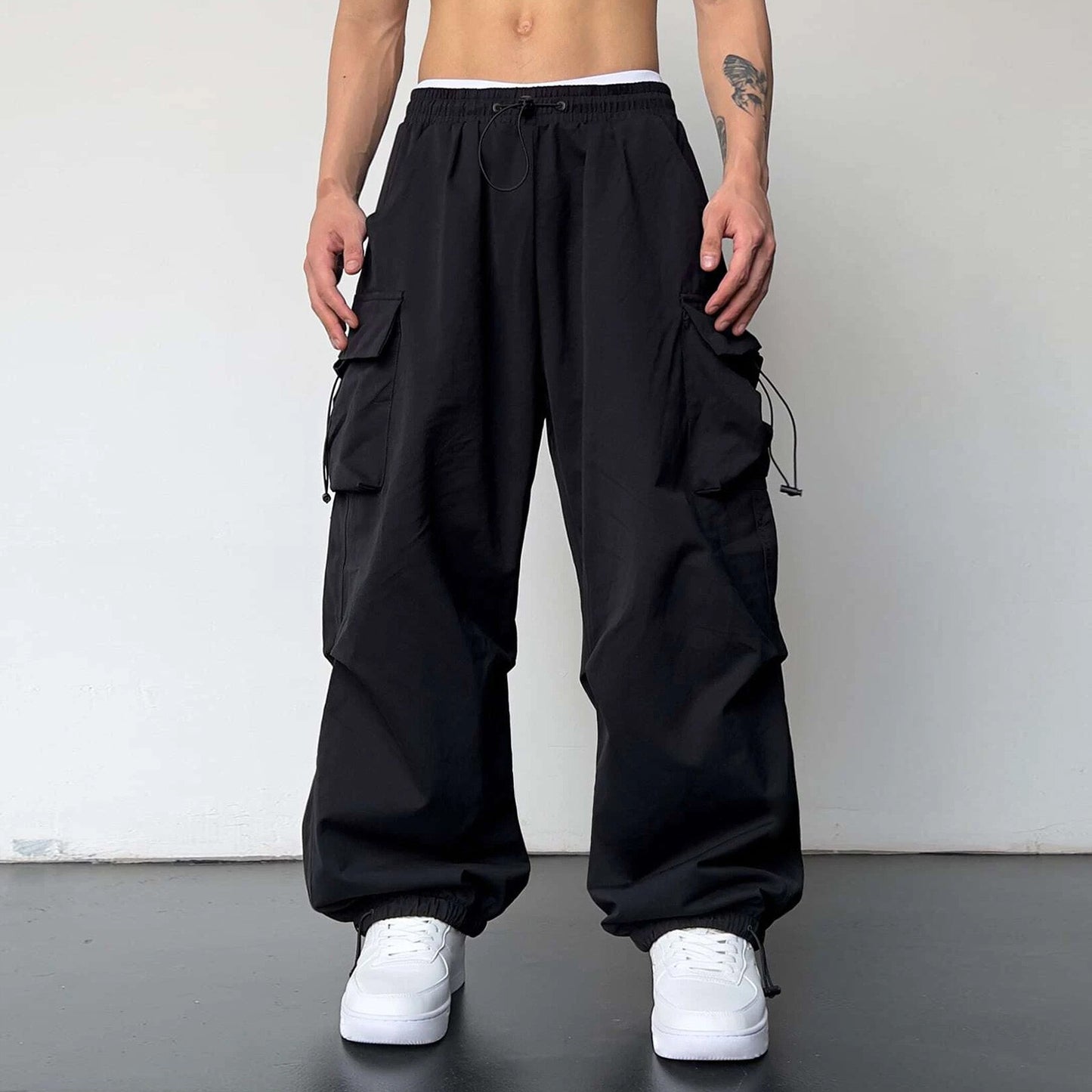 Y2K Streetwear Cargo Pants Men Casual Vintage Baggy Wide Leg Straight Trousers Jogger Big Pockets Oversize Overalls Sweatpants