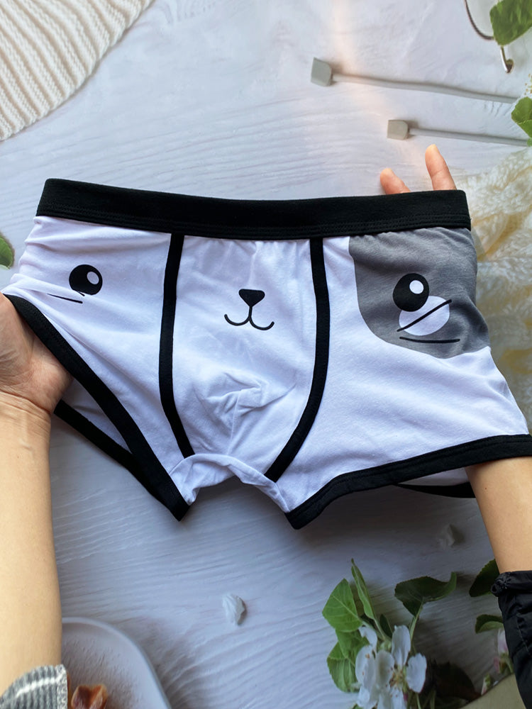 Men Panties Cotton Boyshorts Men Funny Cat Sports Boxer Shorts Panties Cartoon Printed U Convex Male Men's Underwear