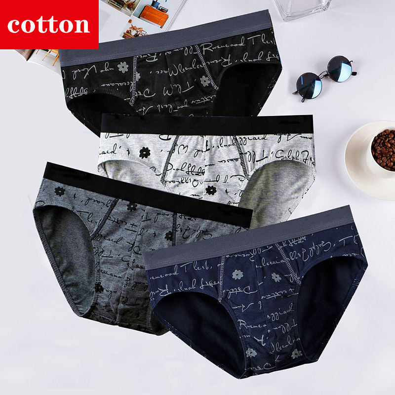 4Pcs/Lot Men's Briefs Sexy Underwear Men Cotton Underpants Comfortable Print Panties Male Lingerie Breathable Cuecas